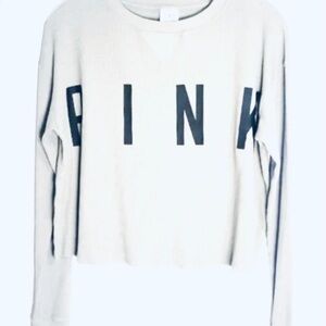 PINK Victoria's Secret Medium Gray/black pink logo Thermal Cropped Long …